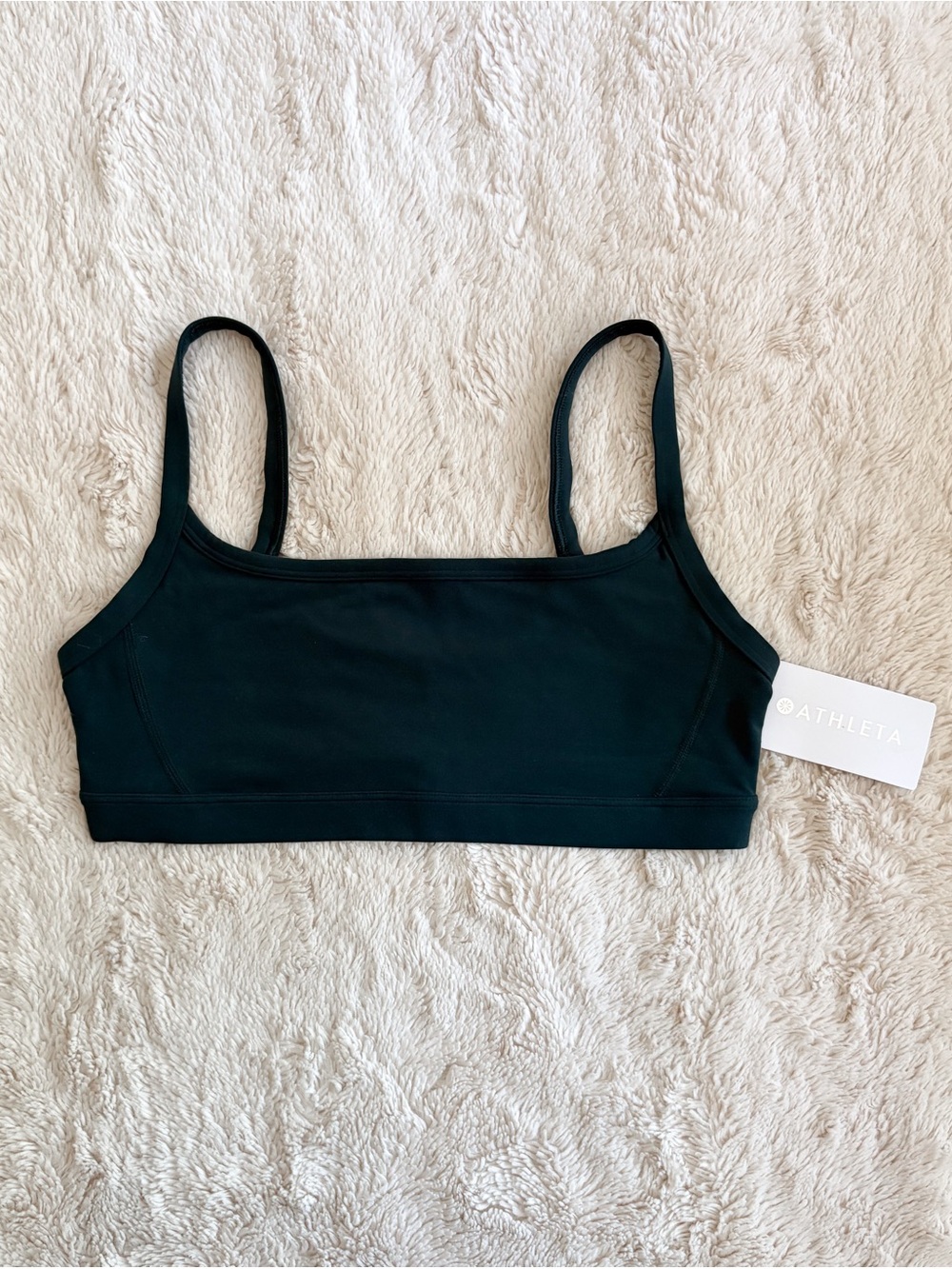 Athleta Square Neck Sports Bra Small Green NWT Supportive